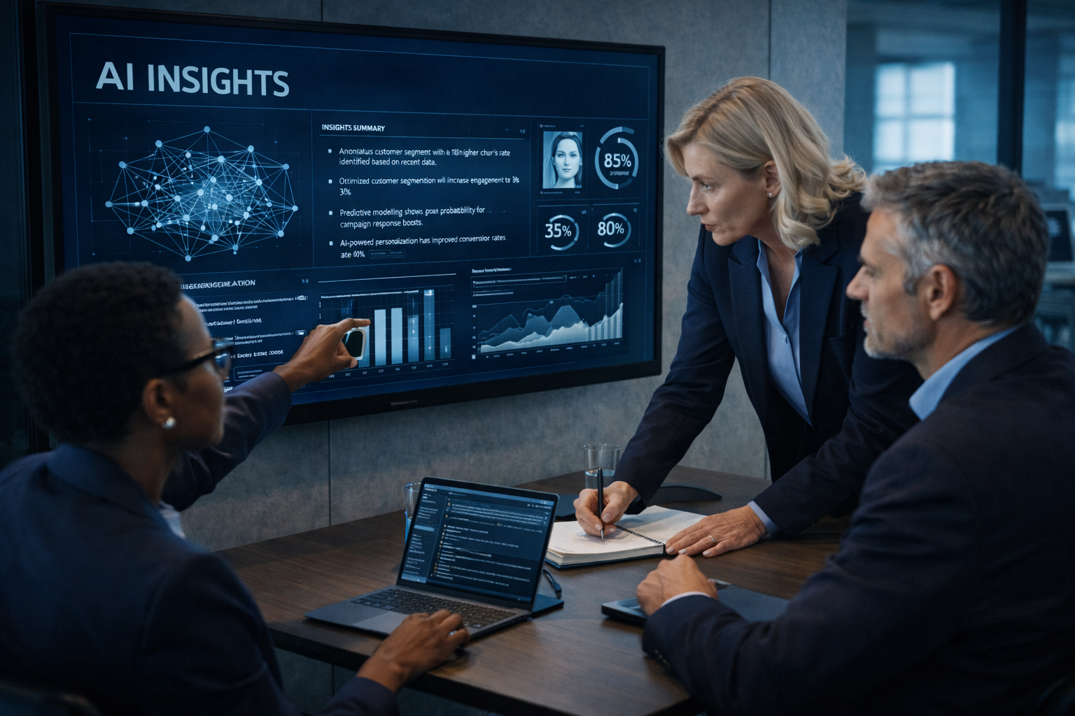 A team reviewing AI-generated insights together